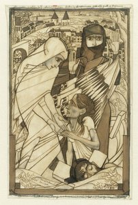 De hulpverlening tijdens de watersnood van 1926, symbolisch voorgesteld door Jan Toorop