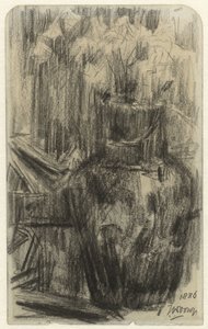 Vaas met bloemen in een interieur door Jan Toorop