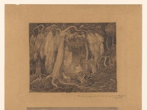 Vrouw aan de rand van een meer door Jan Toorop