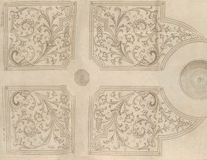 Ontwerp voor een fontein en vier vierkante perken voor een lusttuin, 1651 door Jan Van de Velde