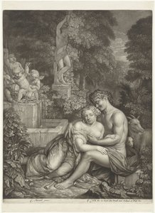 Vertumnus en Pomona door Jan Verkolje (I)