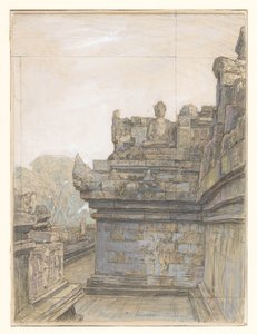 Gezicht op een van de terrassen van de Borobudur door Jan Veth