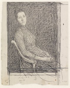 Portret van Anna Dorothea Veth-Dirks, zittend naar rechts door Jan Veth