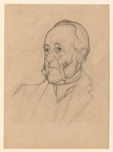 Portret van een heer met bakkebaarden, naar links door Jan Veth