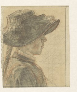 Portret van mejuffrouw A.C.E. Veth, zuster van de tekenaar door Jan Veth