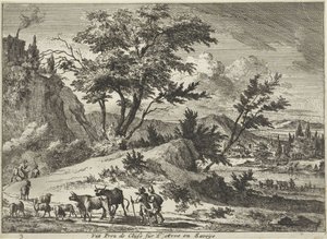 Gezicht op een weg bij Cluses aan de Arve, Savoie door Jan Vincentsz. van der Vinne