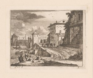 Kades van een Italiaanse haven door Jan Vincentsz. van der Vinne
