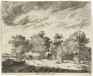 Landschap halverwege Overveen door Jan Vincentsz. van der Vinne
