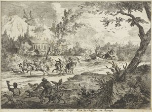 Wolvenjacht bij Conflans, Savoie door Jan Vincentsz. van der Vinne
