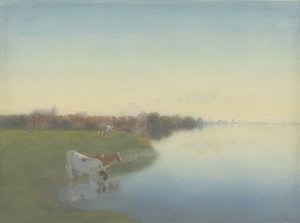 Oever van de IJssel bij Hattem door Jan  Voerman