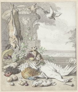 Dood wild, een aap, een hond en enige vogels