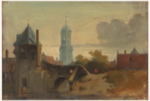 Gezicht op Delft door Jan Weissenbruch