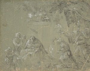 Verleiding van St. Antonius (recto), Fantastisch landschap (verso), ca. 1520