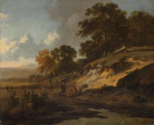 Landschap met Jagers, ca. 1660-80 door Jan Wijnants
