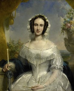 Agatha Petronella Hartsen (1814-78) in Bruidstoilet ter Gelegenheid van haar Huwelijk met Jan van der Hoop op 17 maart 1841 door Jan Willem Pieneman