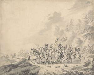 Een Cavaleriegevecht door Jan Wyck
