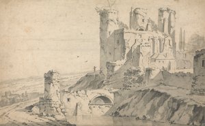Vervallen Kasteel aan een Rivier door Jan Wyck