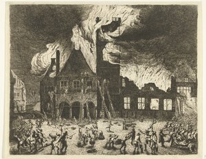 De brand in het Oude Stadhuis van Amsterdam, 1652 door Jan de Baen