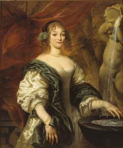 Portret van een jonge dame bij een fontein, tweede helft van de 17e eeuw door Jan de Baen