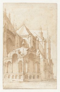 Beckeneelhuisje aan de Nieuwe Kerk te Amsterdam door Jan de Bisschop