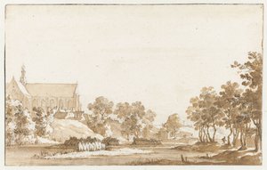 Gezicht op de St. Laurenskerk te Alkmaar door Jan de Bisschop