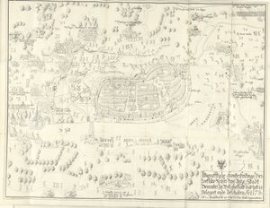 Beleg en inname van Deventer, 1578 door Jan de Lange (II) (signed by artist)