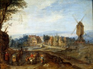 Landschap bij de molen door Jan the Elder Brueghel