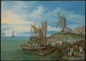 De molen aan de pier, 1613 door Jan the Elder Brueghel