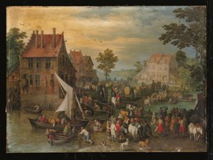 De terugkeer van de markt door Jan the Elder Brueghel