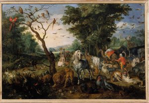 Het inschepen van dieren in de Ark van Noach door Jan the Elder Brueghel