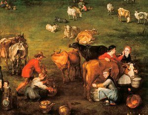 Het leven van de boeren, detail door Jan the Elder Brueghel
