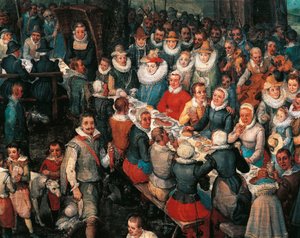 Huwelijksbanket (detail) door Jan the Elder Brueghel