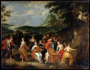 Pallas Athena en Muzen door Jan van Balen