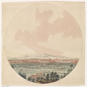 Gezicht op de stad Rome en het omliggende landschap