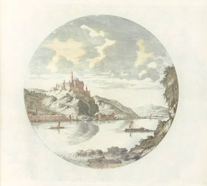 Gezicht op Kasteel Rheinfels aan de Rijn door Jan van Call (I)