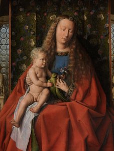 Detail (De Maagd en het Kind met de heiligen Donatianus en Joris en kanunnik Joris van der Paele, ca. 1436) door Jan van Eyck