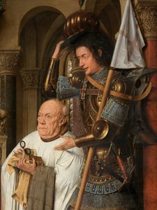 Detail van de Maagd en Kind met kanunnik Joris van der Paele door Jan van Eyck