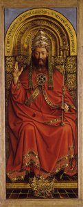 Het Lam Gods Altaarstuk. Aanbidding van het Mystieke Lam: God Almachtig, 1432 door Jan van Eyck
