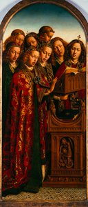 Het Gentse altaarstuk. Aanbidding van het mystieke lam: Zingende engelen, 1432