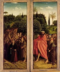 Het Lam Gods: De Heilige Hermieten en de Heilige Pelgrims, 1432 door Jan van Eyck