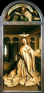 Het Lam Gods. Aanbidding van het Mystieke Lam: Maagd Annunciate, 1432