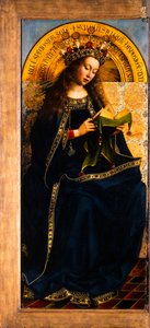 Het Lam Gods. Aanbidding van het Mystieke Lam: Maagd Maria op de Troon, 1432 door Jan van Eyck