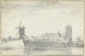Gezicht op Dordrecht vanaf het water