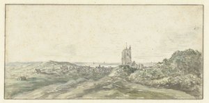 Gezicht op Egmond aan Zee door Jan van Goyen (possibly)