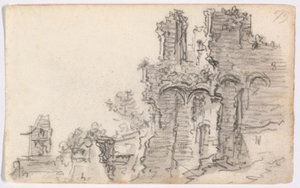 Een romaanse ruïne door Jan van Goyen