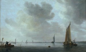 Vissersboten bij een Riviermonding door Jan van Goyen