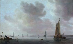 Vissersboten bij een Estuarium, 1633 door Jan van Goyen