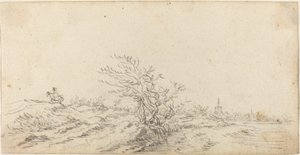 Ruiter tussen de duinen door Jan van Goyen