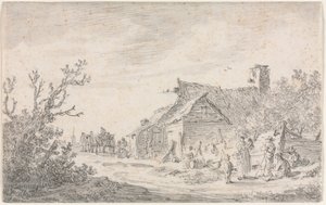 Landschap met een Huisje en Figuren