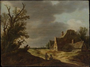 Zandweg met een boerderij door Jan van Goyen